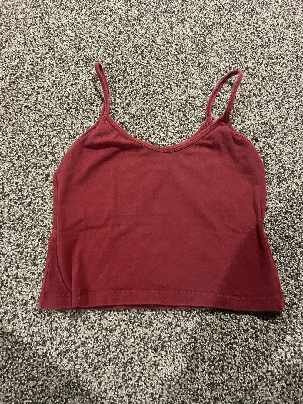 Brandy Melville Women’s Burgundy Spaghetti Strap Cropped Tank Top